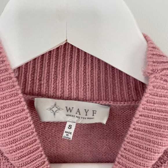 WAYF Pink Lola Dusty Puff Sleeve Mock Neck Sweater Night Out Dress - Picture 5 of 6